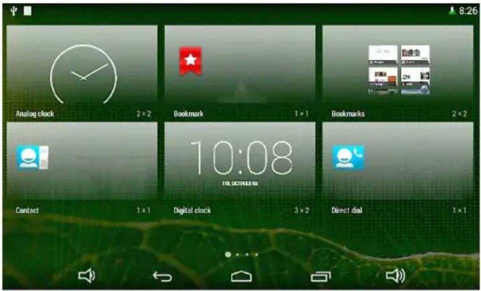 Analog clock 2 x 2 Bookmark 1 x 1 Bookmarks 2 x 2 Contact 1 x 1 Digital clock 3 x 2 Direct dial 1 x 1 8:26
