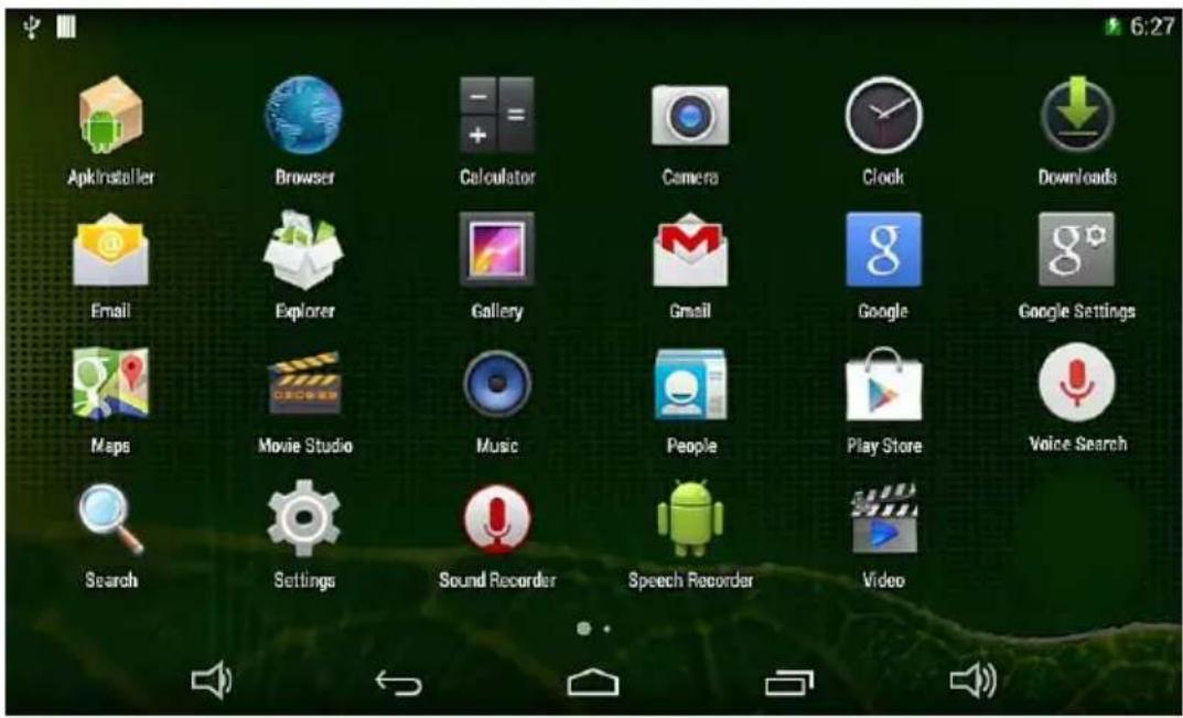 6:27 ApkInstaller Browser Calculator Camera Clock Downloads Email Explorer Gallery Gmail Google Google Settings Maps Movie Studio Music People Play Store Voice Search Search Settings Sound Recorder Speech Recorder Video