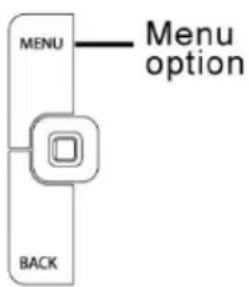 MENU Menu option BACK