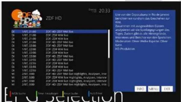 ZDF HD 20:33 Use von der Ospicabana in Ria de jereine berichten wir rund um das Gescheinen zur VIM. Zusammen mit ausgewählten Gränen anlässenden wie die Spielbegeführungen den Tagen. Zielum gibt es alle Hertengende. Interviews und Berichte von dem Spektrizen. Moderation: Oliver Weihe Epgenter, Oliver Kahn HD-Produktion DI 1/07, 21:00 ZDF HD-ZDF WM live DI 1/07, 21:00 ZDF-ZDF WM live DI 1/07, 21:00 ZDF-ZDF WM live DI 1/07, 21:00 ZDF-HD-ZDF WM live DI 1/07, 22:00 ZDF-HD-ZDF WM live DI 1/07, 22:00 ZDF-ZDF WM live DI 1/07, 22:00 ZDF-ZDF WM live DI 1/07, 22:00 ZDF-HD-ZDF WM live DI 1/07, 22:55 ZDF-HD-ZDF WM live DI 1/07, 22:55 ZDF-ZDF WM live DI 1/07, 22:55 ZDF-ZDF WM live MI 2/07, 09:00 ZDF-HD-ZDF WM live Highlights, Analysen, Interle MI 2/07, 09:00 ZDF-ZDF WM live Highlights, Analysen, Interle MI 2/07, 09:00 ZDF-ZDF WM live Highlights, Analysen, Interle MI 2/07, 09:00 ZDF-HD-ZDF WM live Highlights, Analysen, Interle INFO MENU EXIT MID# Suisse: Jümer Anzufrikaer - Reuer Küche - AutoTime