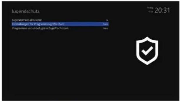 Jugendschutz Jugendschutz aktivieren Installungen für Programmagritifachutz Programme vor unbefügern Zugriff schüssen Mark 20:31