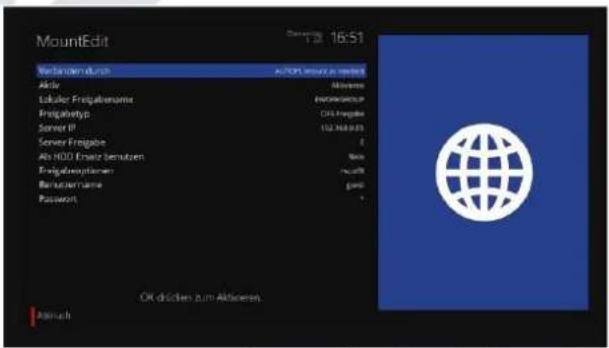 MountEdit Veränder durch A/701.100% v. 16:51 Aktiv Aktiva Lokulter Frigabensäte Frigabetyp Server IP Server Frigabie Als HOD Ersatz benutzen Frigabenzysdaten Berutsamerne Passwert OK drücken zum Aktiehen. Anteil