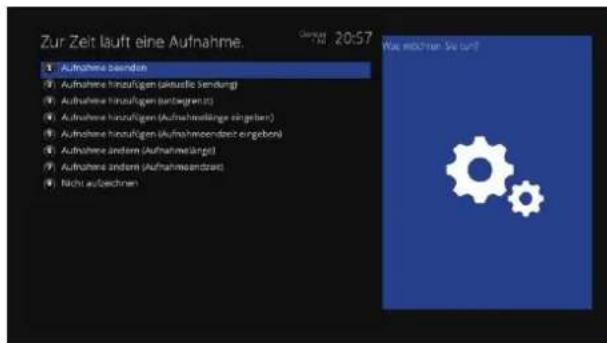 Zur Zeit lauft eine Aufnahme. Aufnahme besenden Aufnahme hinzufügen (aktusie Sendung) Aufnahme hinzufügen (bentgegen) Aufnahme hinzufügen (Aufnahmstellungen eingeben) Aufnahme hinzufügen (aufnahmendurchergebnis) Aufnahme anderem (Aufnahmestänge) Aufnahme anderem (Aufnahmendrizen) Nicht aufbechnen Wet mehr than Sie laut