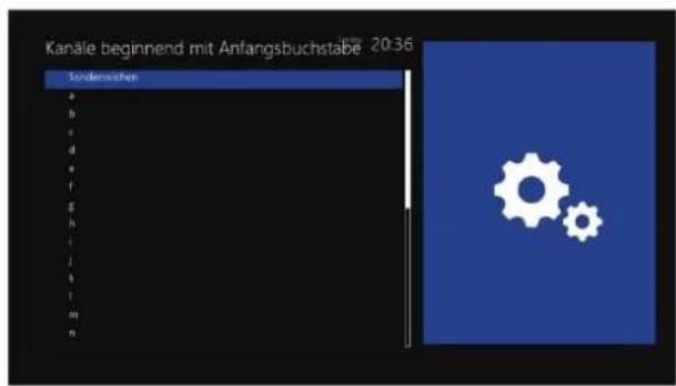 Kanäle beginnend mit Anfangsbuchstäbe 2036 Sondereinchen a b c d e f g h i j k l m n