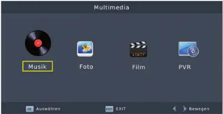 Multimedia Musik Foto Film PVR OK Auswählen EXIT EXIT Bewegen