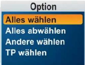 Option Alles wählen Alles abwählen Andere wählen TP wählen