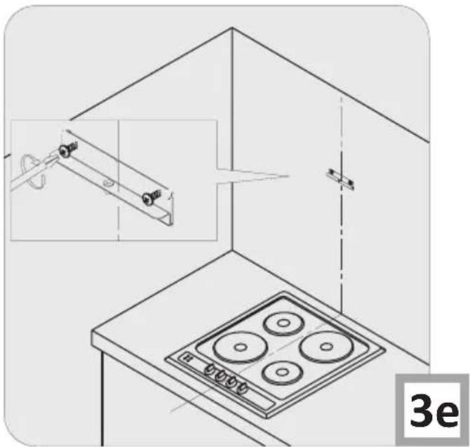 Line drawing of a kitchen appliance with a stove and a wall-mounted fixture, showing an inset view of a mounted tool (no text or symbols)