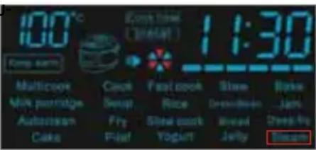 100°C Deep menu Malticook Milk parrotage Autoclean Cake Cook Soup Ply Plat Fast cook Rice Skeal cook Yogurt Skew Deshedown Bread Jerry Sharp Jam Zhen-Fry Cream