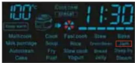 100°C Deep lunch Maltcock Milk partridge Autoclash Cake Clock Soup Pry Fruit Fast book Rice Slow book Vogurt Stew Creamies Bread Jelly Baby Jam Deep My Dissure