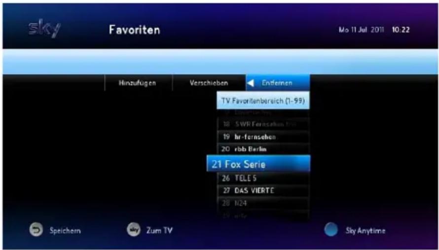 HUMAX S HD 4 - Favoriten entfernen - 1