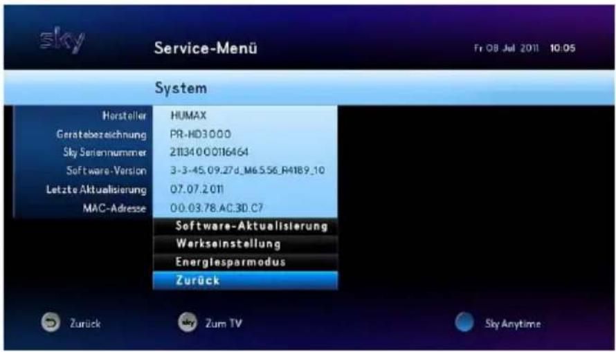 HUMAX S HD 4 - Informationen über den Receiver anzeigen - 1