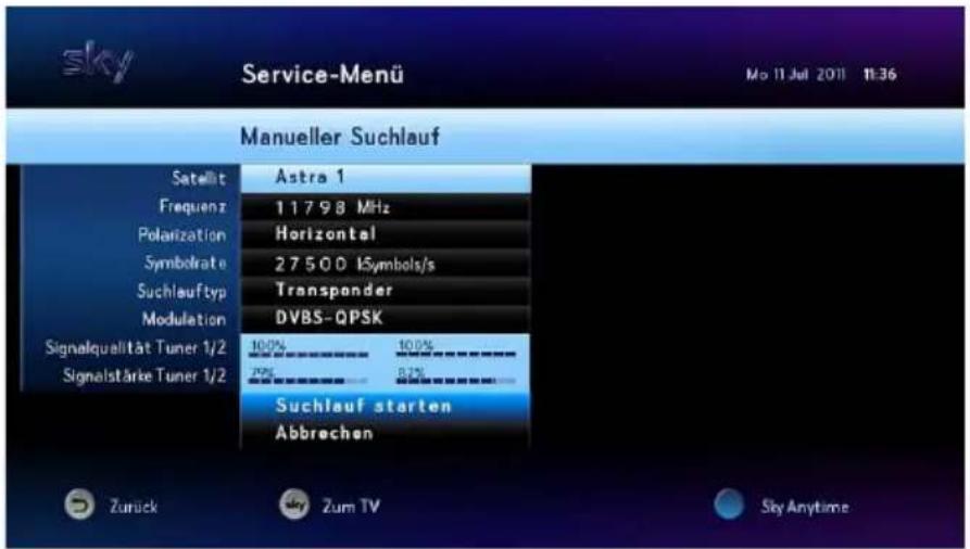 HUMAX S HD 4 - Manuellen Suchlauf durchführen - 1