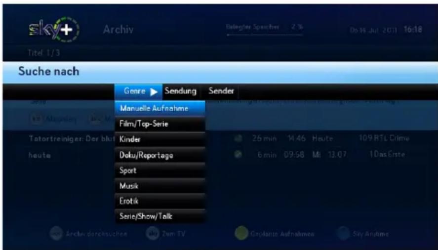 HUMAX S HD 4 - Aufnahmen aus dem Archiv auswählen - 1