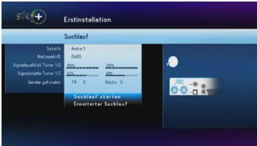 HUMAX S HD 4 - Anschluss-Konfiguration wählen und Standardsuchlauf starten - 1
