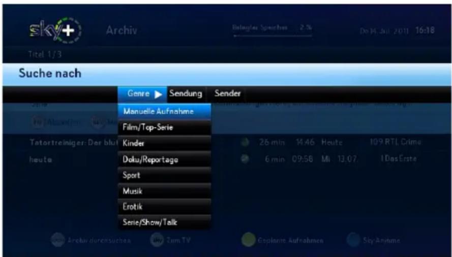 HUMAX S HD 3 - Aufnahmen aus dem Archiv auswählen - 1