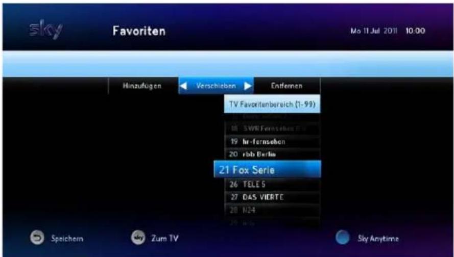 HUMAX S HD 3 - Favoriten verschieben - 1