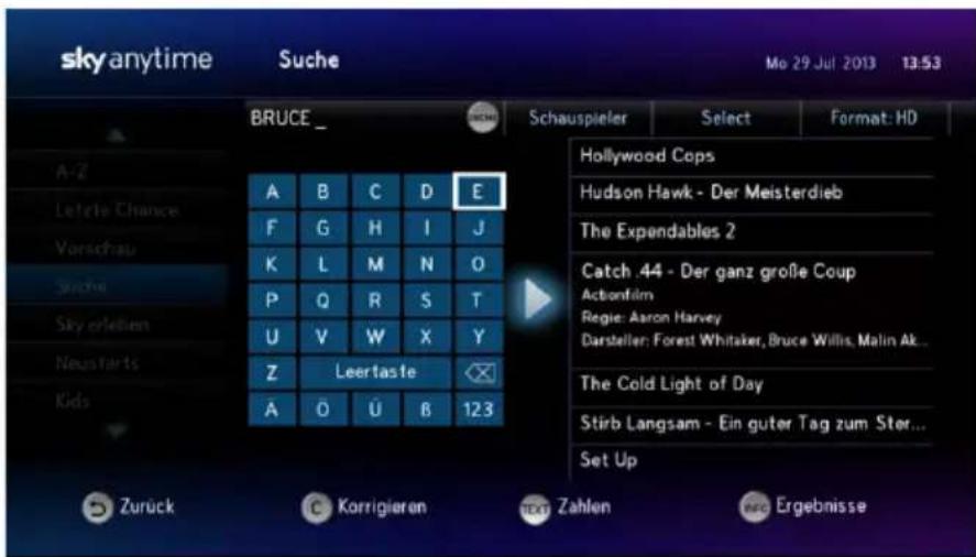 HUMAX S HD 3 - Gezielt in der Programmbibliothek von Sky Anytime suchen - 1