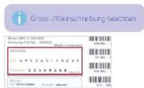 Gross-/Kleinschreibung beachten. Model: SMT 21705.000 Samsung Port No. 1633125 Made in Indonesia PCTA.BN SPT GFC 243119062 Passenger SZAKRGKB BID: 01-01-2020 Passenger: 1800000 0.0 - 4.0