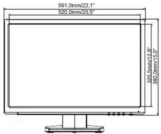 561,0mm/22,1" 520,0mm/20,5" 325,5mm/12,8" 380,0mm/15,0"