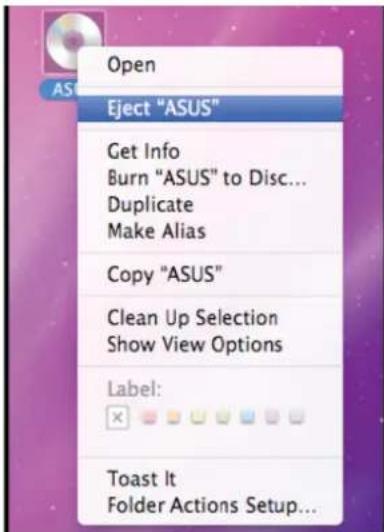 Open Eject "ASUS" Get Info Burn "ASUS" to Disc... Duplicate Make Alias Copy "ASUS" Clean Up Selection Show View Options Label: Toast It Folder Actions Setup...