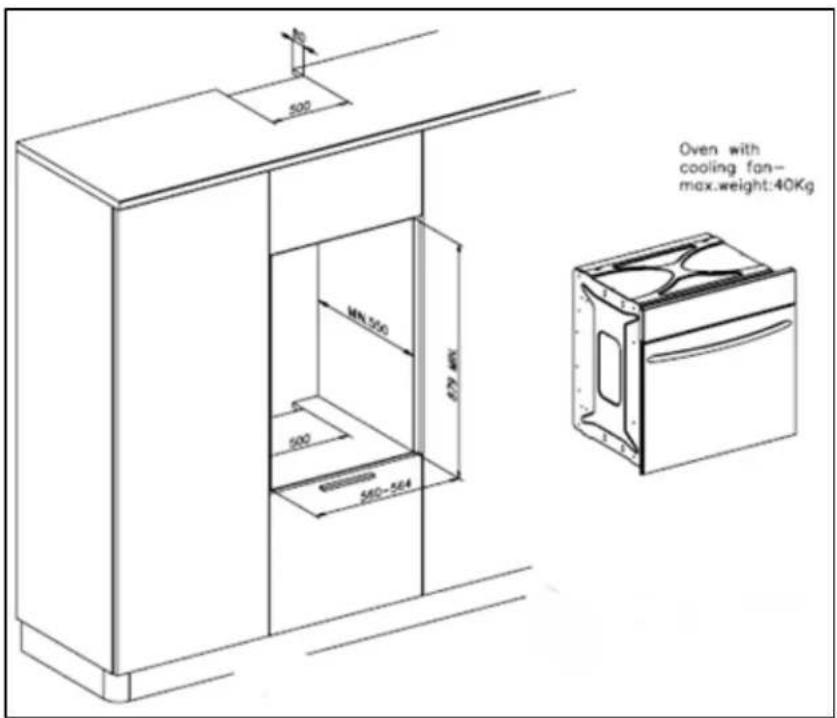 500 MN 350 500 560-584 520 mm Oven with cooling fan-- max.weight:40Kg