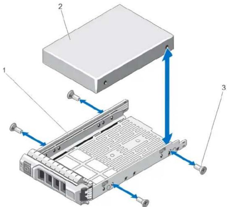 Diagram of a server rack with labeled components and directional arrows indicating assembly or movement.