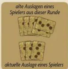 alte Auslagen eines Spielers aus dieser Runde aktuelle Auslage eines Spielers