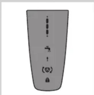 Diagram of a device with labeled buttons and icons, including '+', '-', and '(@')'