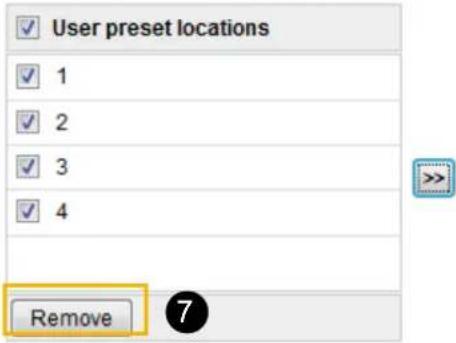 User preset locations 1 2 3 4 Remove 7