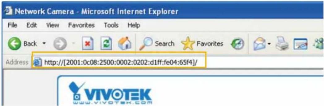Network Camera - Microsoft Internet Explorer File Edit View Favorites Tools Help Back Search Favorites Address http://[2001:0c08:2500:0002:0202:d1ff:fe04:65f4]/ VIVOTEK www.vivotek.com