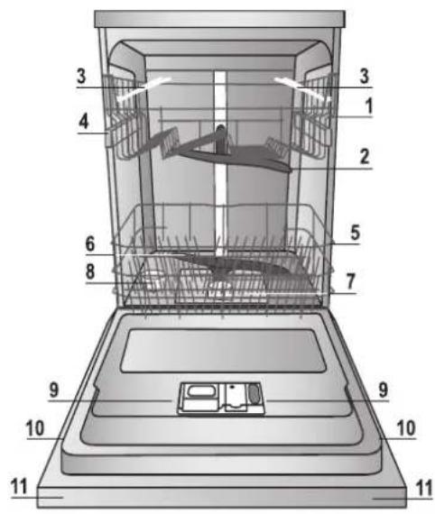 Technical diagram of a mechanical device with numbered components for identification