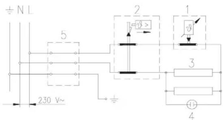 ± N L 5 230 V~ 1 3 ① 4