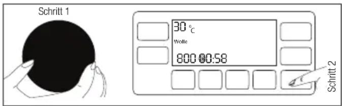 Schritt 1 30 °C Wolle 800 00:58 Schritt 2