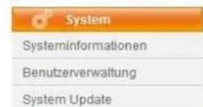 System Systeminformationen Benutzerverwaltung System Update