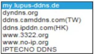 my_lupus-ddns.de dyndns.org ddns.camddns.com(TW) ddns.ipddn.com(HK) www.3322.org www.no-ip.org IPTECNO DDNS