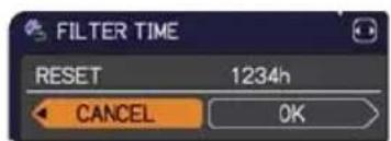 FILTER TIME RESET 1234h CANCEL OK