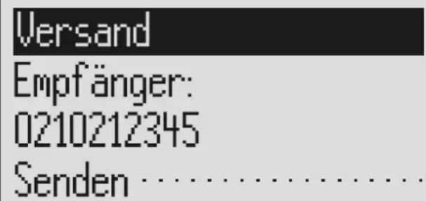 Versand Empfänger: 0210212345 Senden ......