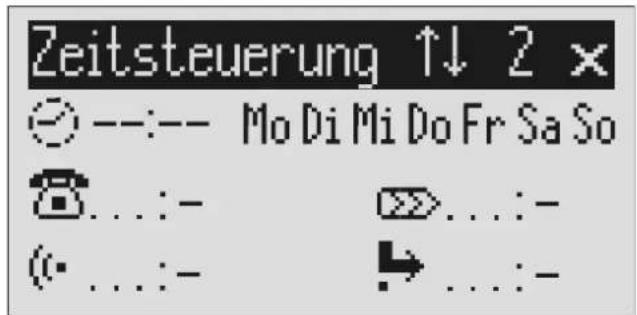 Zeitsteuerung ↑↓ 2 × ○ --:-- Mo Di Mi Do Fr Sa So ●...:- (○...:- →...:-