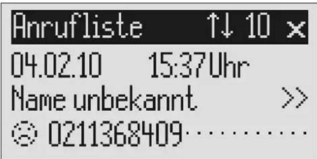 Anrufliste ↑↓ 10 x 04.02.10 15:37 Uhr Name unbekannt >> © 0211368409......