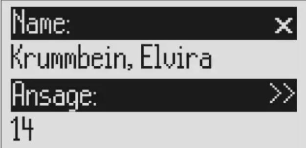 Name: Krummbein, Elvira Ansage: >> 14