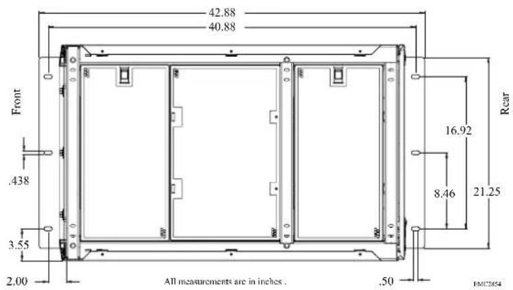 42.88 40.88 Front .438 3.55 2.00 All measurements are in inches. .50 16.92 8.46 21.25 Rear EMC3854