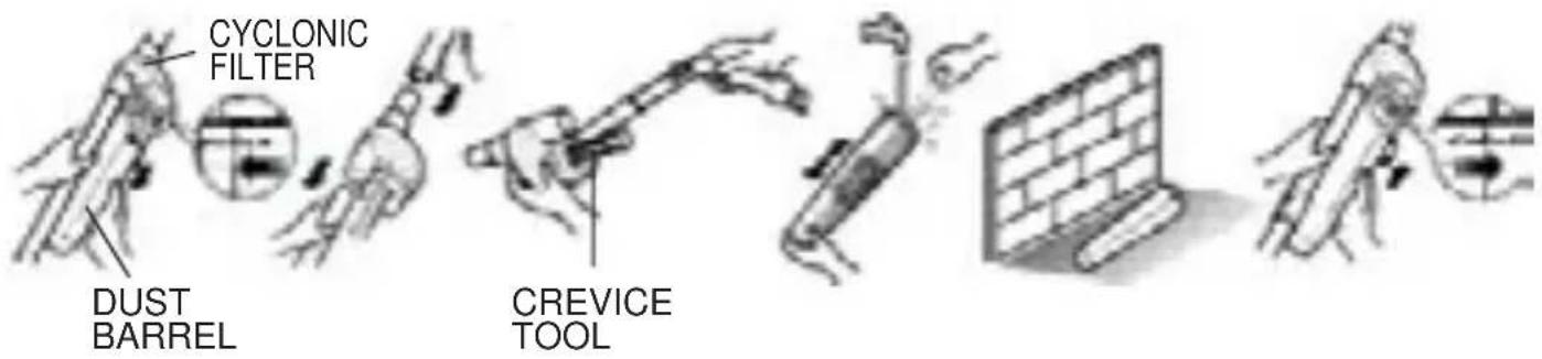 CYCLONIC FILTER DUST BARREL CREVICE TOOL