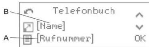 B Telefonbuch [Name] A [Rufnummer] OK