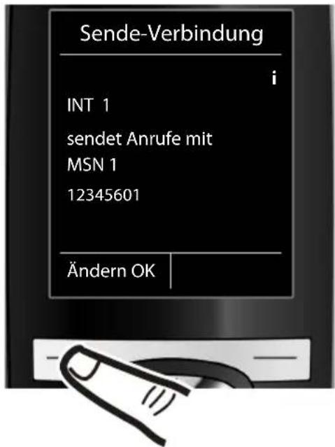 Sende-Verbindung INT 1 sendet Anrufe mit MSN 1 12345601 Ändern OK