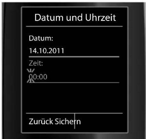 Datum und Uhrzeit Datum: 14.10.2011 Zeit: 00:00 Zurück Sichern