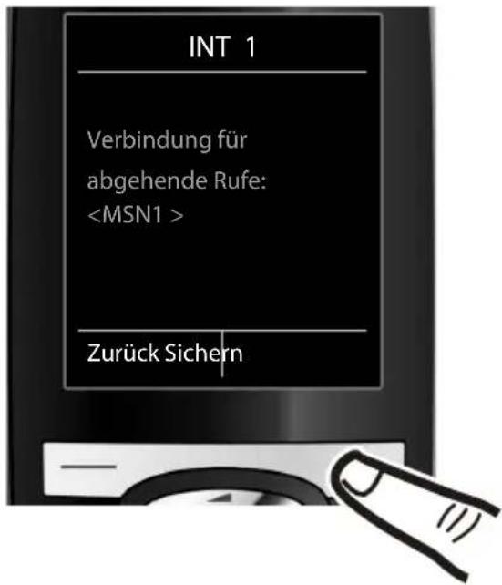 INT 1 Verbindung für abgehende Rufe: Zurück Sichern