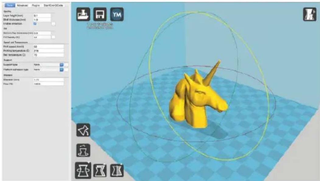 Quality Layer height (mm) 0.1 Shell thickness (mm) 1.0 Intable emotion Set Horizontal/Top thickness (mm) 0.8 FWC/Clarity (K) 1.7 Speed and Temperature Shift speed (km/h) 60 Printing/temperature (°C) 218 Dot temperature (°C) 70 Augment Support type None Horizontal adsorption type None Elements Effective (mm) 1.75 Flow (F/S) 1400.0 Last Version Start/End: 2000-2005