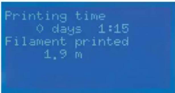 Printing time 0 days 1:15 Filament printed 1.9 m