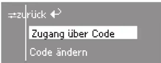 zurück Zugang über Code Code ändern