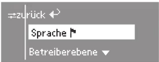 zurück Sprache Betreiberebene